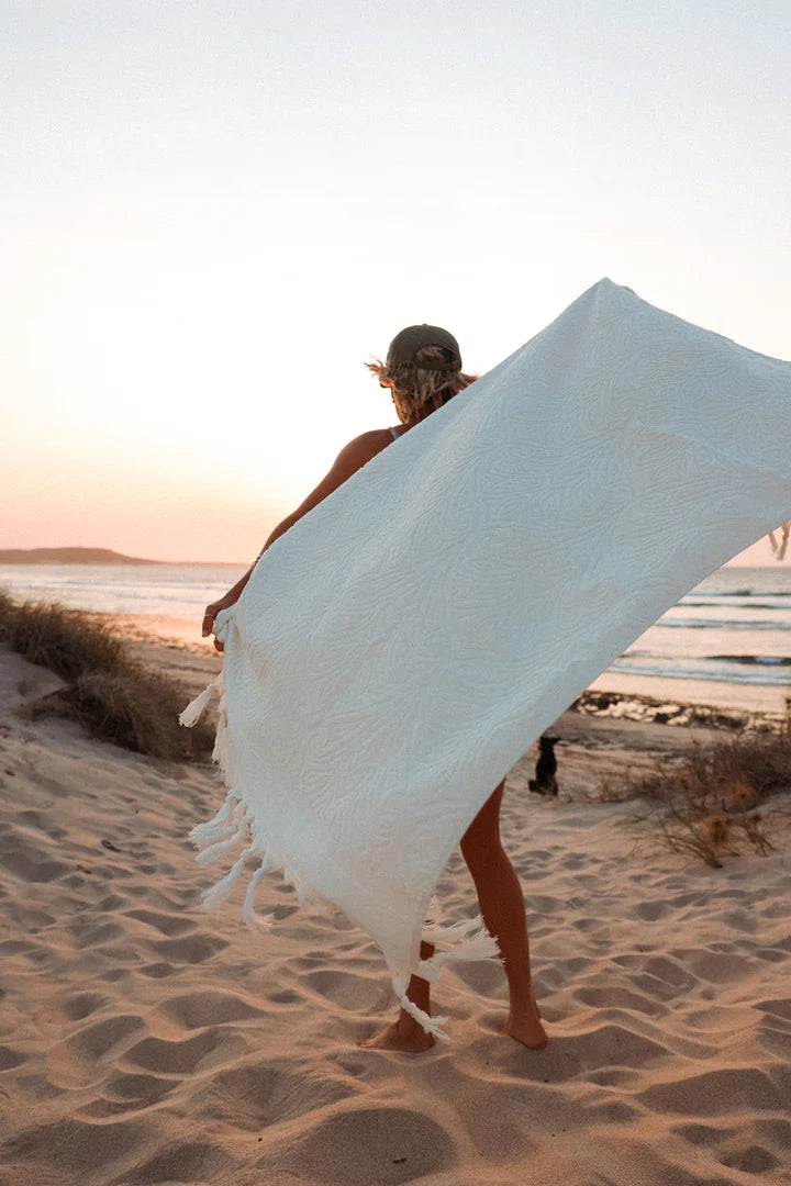 SALTY SHADOWS - Cream Cotton Traveller Terry Towel