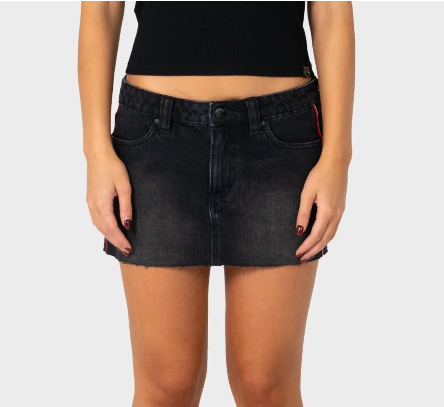 Flip Mommy Raw Low Rise Mini Denim Skirt
