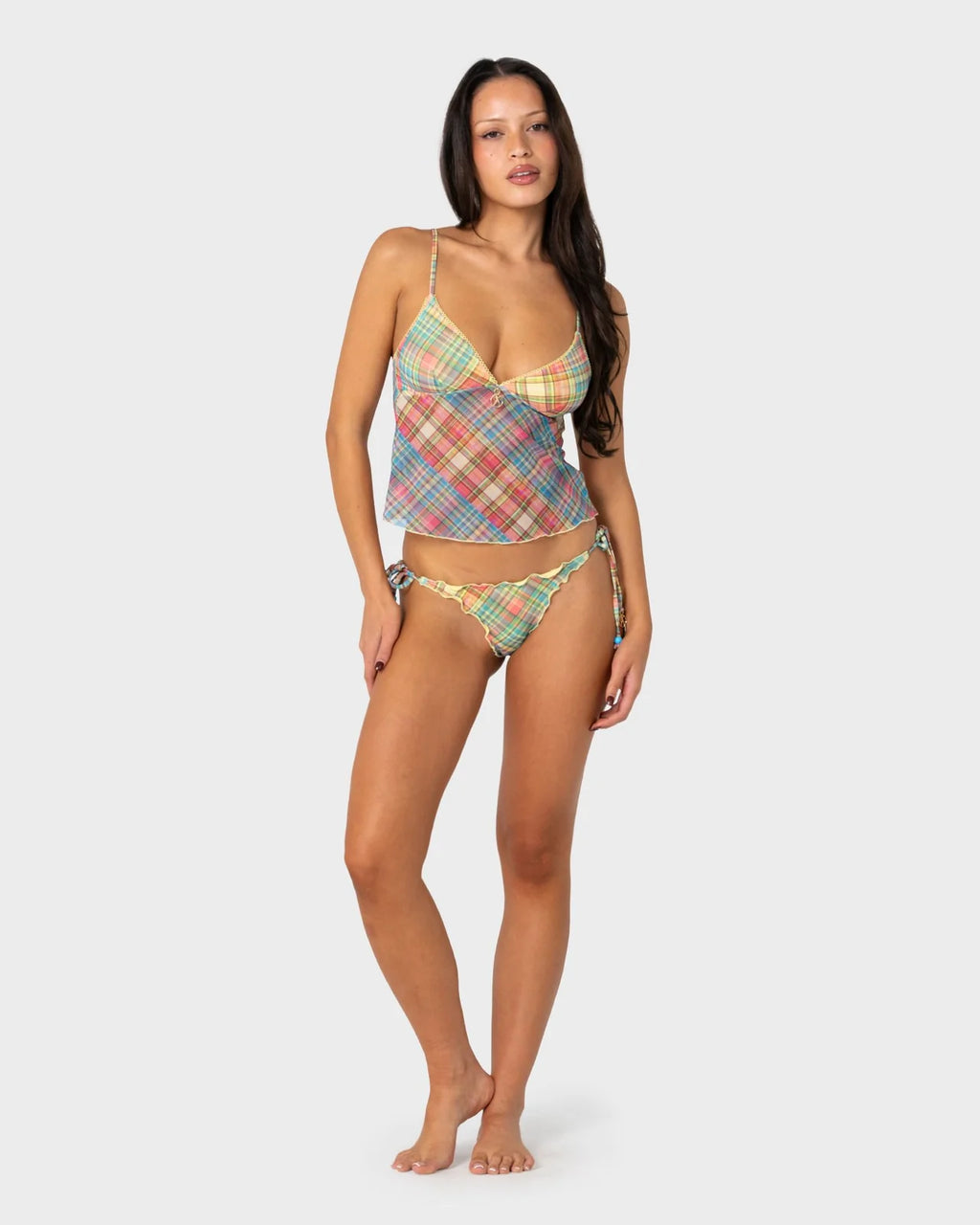 RUSTY CHECK MOI TANKINI CAMI TOP