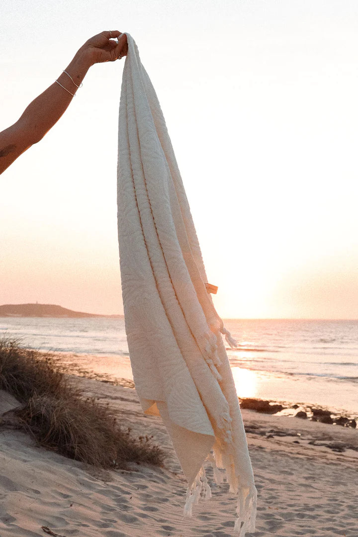 SALTY SHADOWS - Cream Cotton Traveller Terry Towel