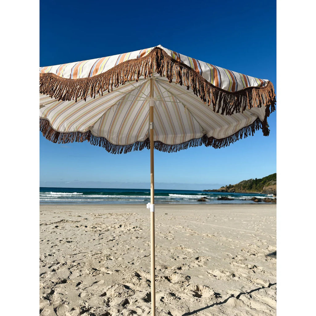 SALTY SHADOWS Vintage Stripe Beach Umbrella