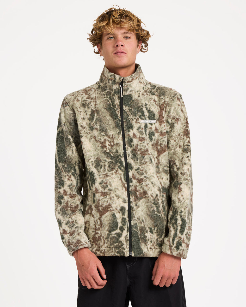 Mens Boundary Mock Neck Zip Up Fleece Jacket -BILLABONG