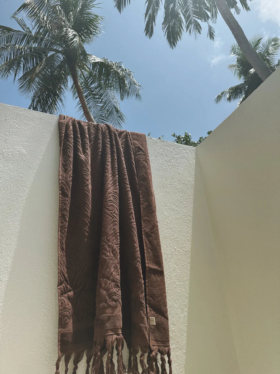 SALTY SHADOWS - Brown Cotton Traveller Terry Towel