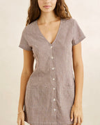 Rhythm London Check Button Front Mini Dress