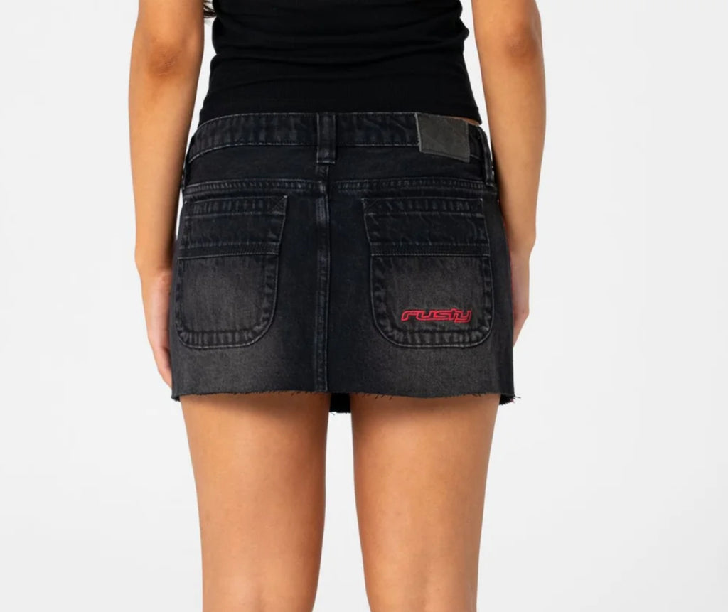 Flip Mommy Raw Low Rise Mini Denim Skirt