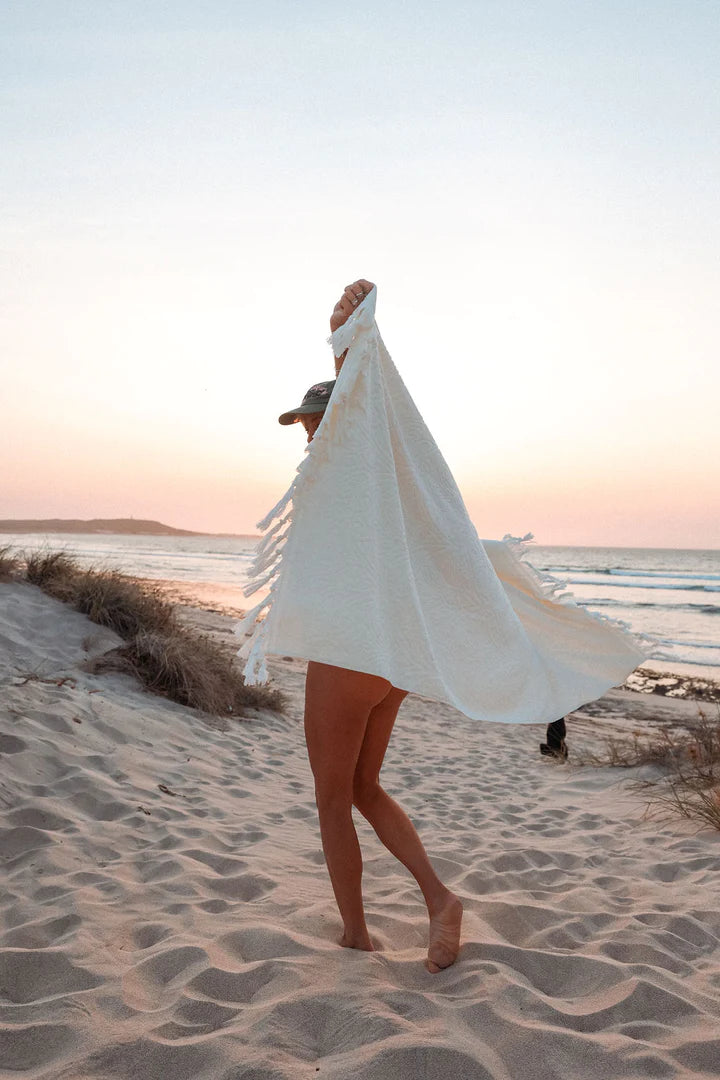 SALTY SHADOWS - Cream Cotton Traveller Terry Towel