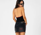 Flip Mommy Raw Low Rise Mini Denim Skirt