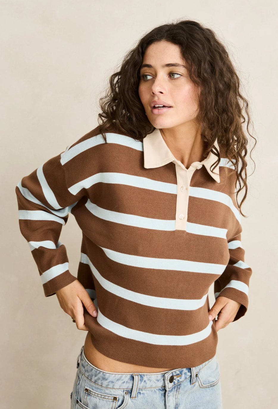 Rhythm Rugby Polo Knit Sweatshirt