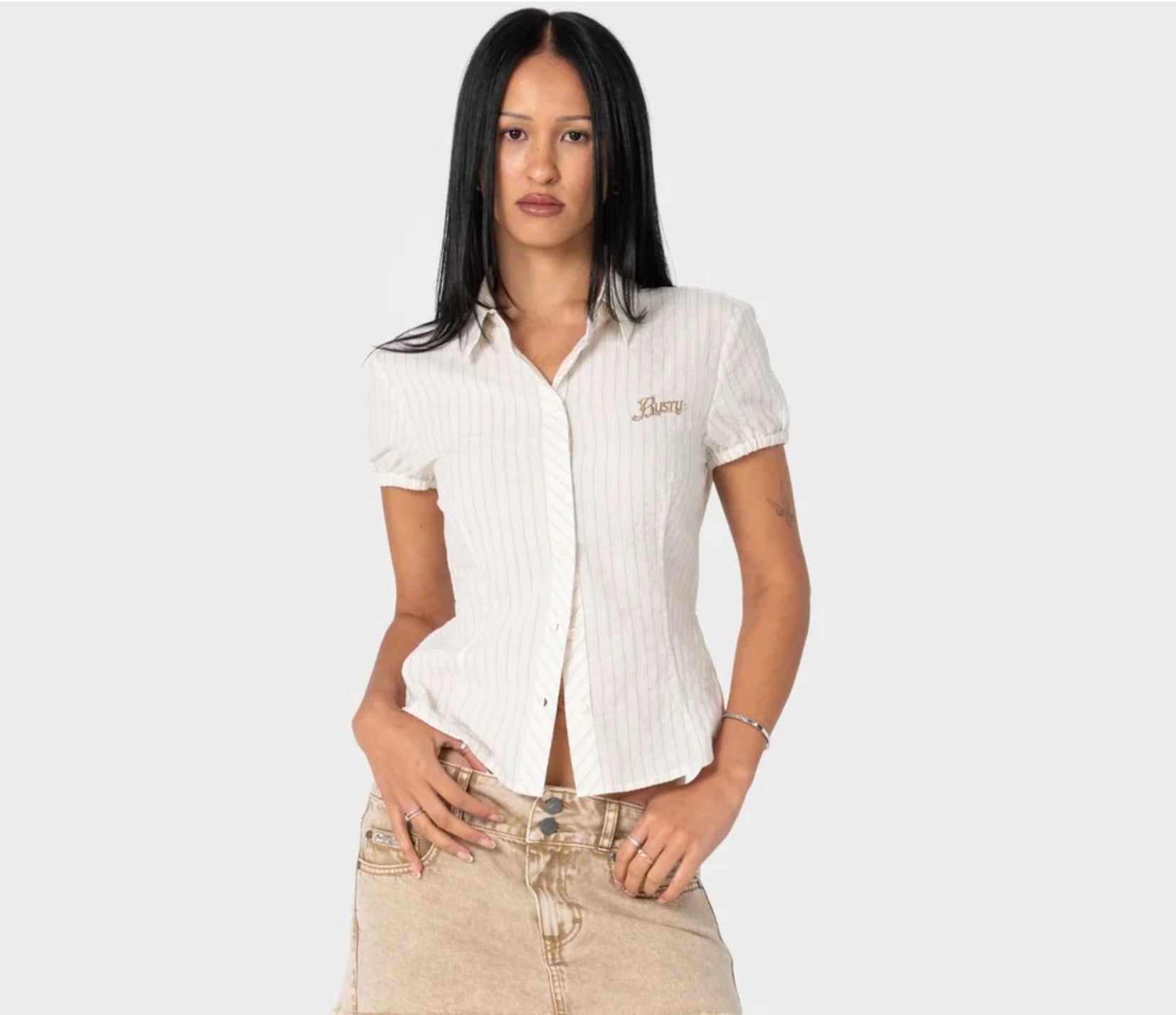 Missy May Striped Shirt Oatmeal