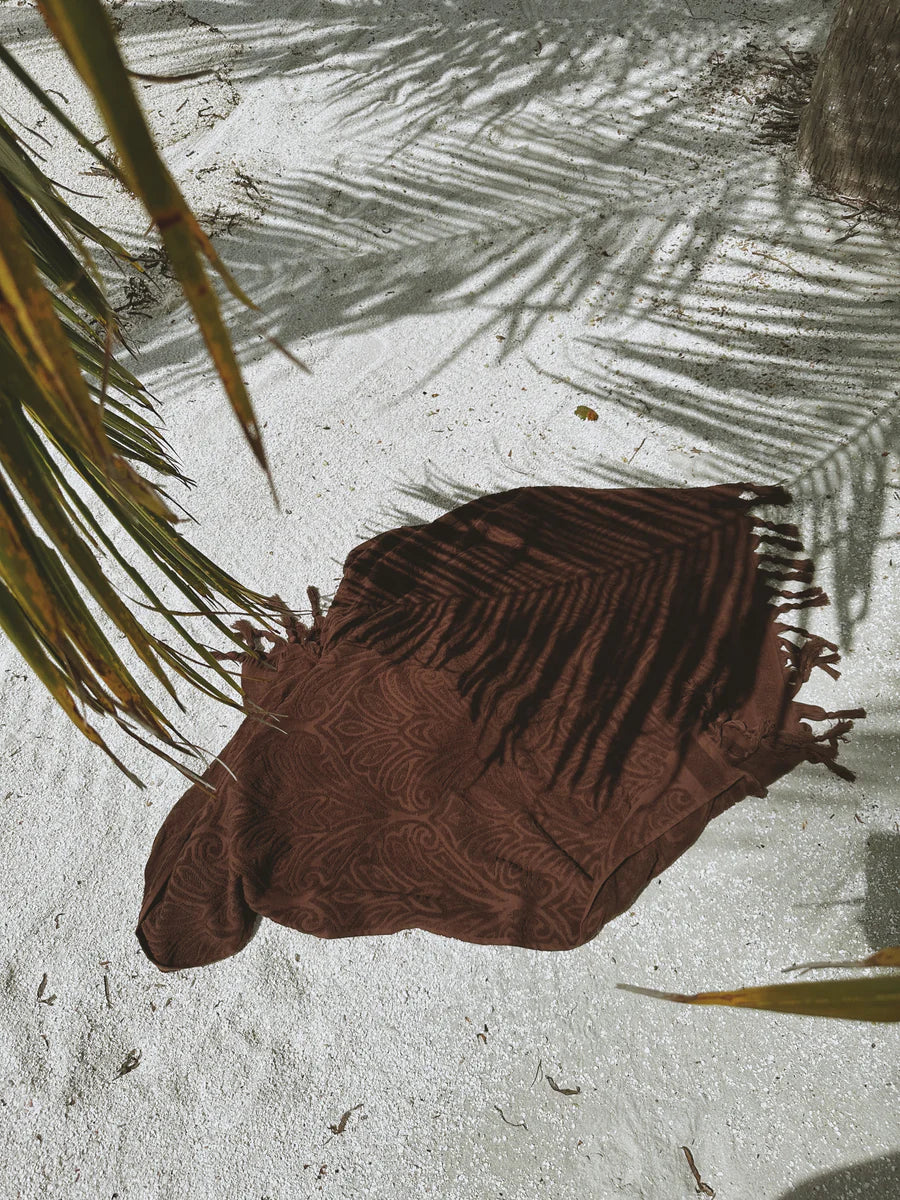 SALTY SHADOWS - Brown Cotton Traveller Terry Towel