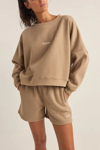 RHYTHM Logo Crew Neck Fleece Taupe