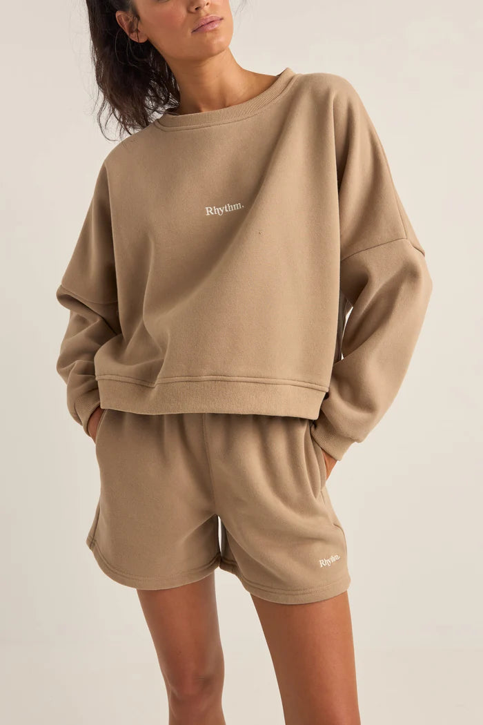 RHYTHM Logo Crew Neck Fleece Taupe