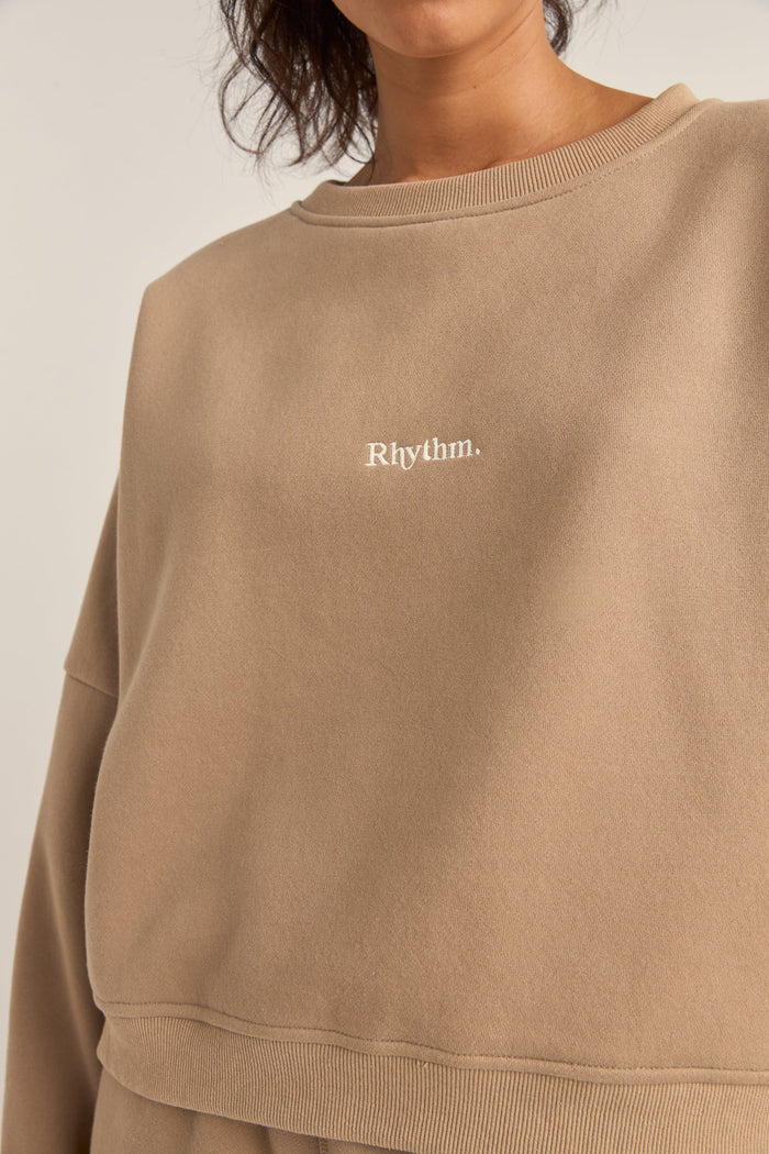 RHYTHM Logo Crew Neck Fleece Taupe