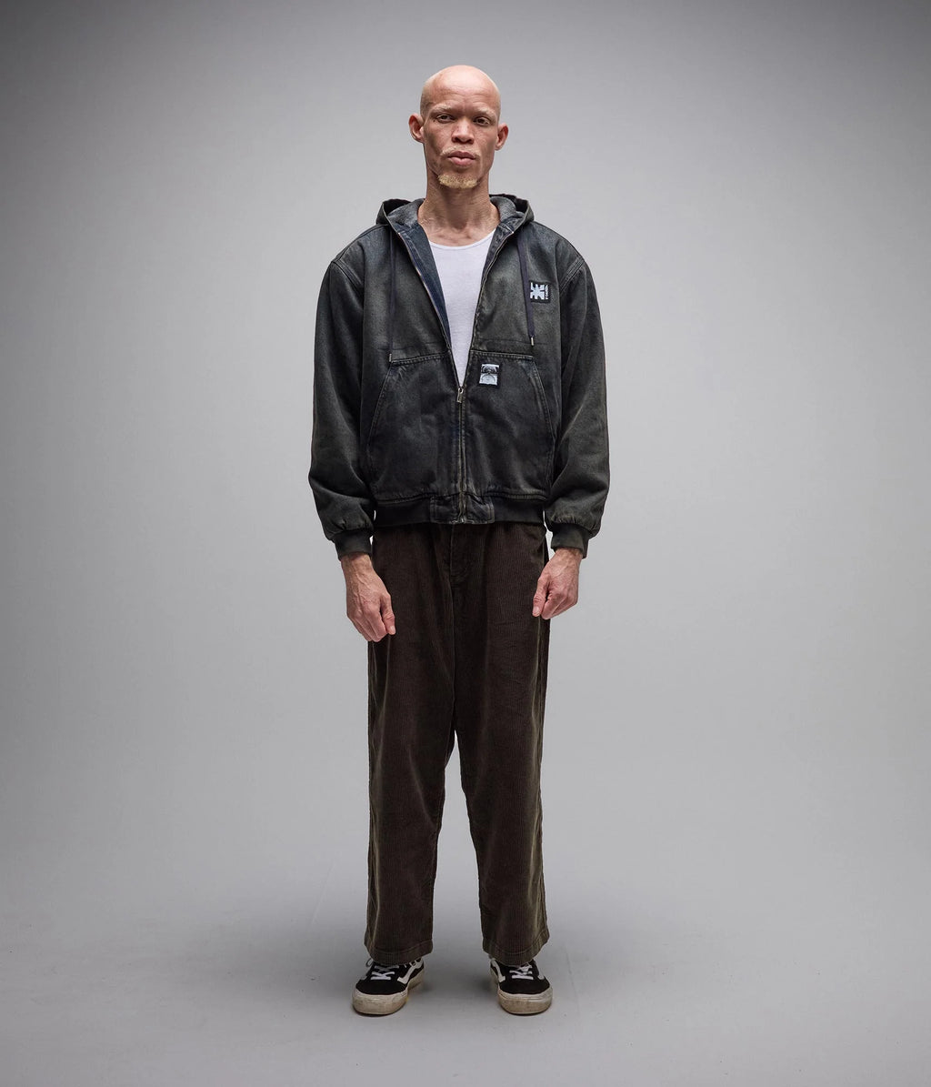 FORMER ENIGMA HOODED DENIM JACKET // DARK BLUE