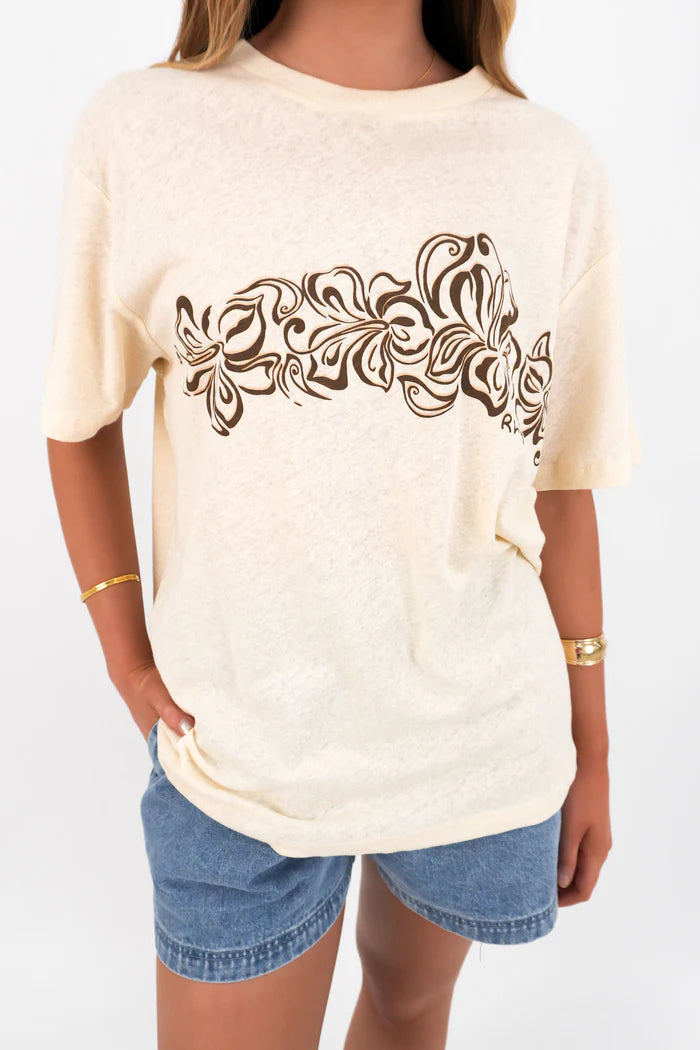 RHYTHM Hibiscus Oversized T-Shirt - Stone