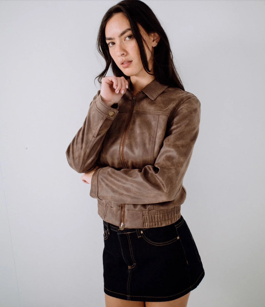 Lizzy Faux Leather Fitted Jacket