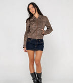 Lizzy Faux Leather Fitted Jacket