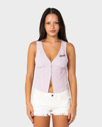 PEGGY SUE SLEEVELESS BUTTON DOWN BLOUSE PINK A BOO- RUSTY