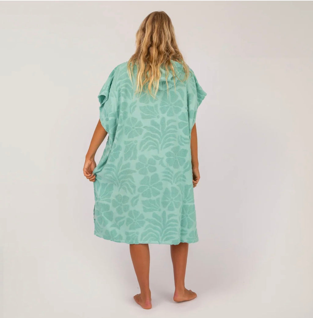OCEAN + EARTH Ladies Drift Hooded Poncho- Peppermint