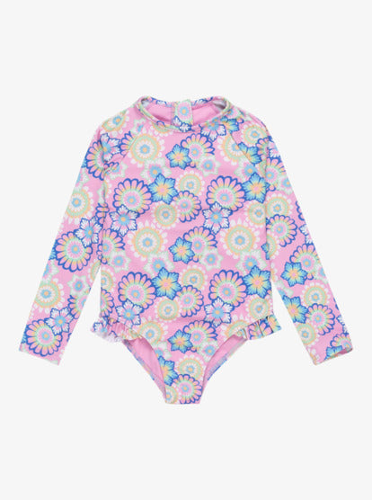 ROXY - Girls 2-7 Flower Party Long Sleeves One-Piece Rashguard