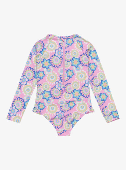 ROXY - Girls 2-7 Flower Party Long Sleeves One-Piece Rashguard