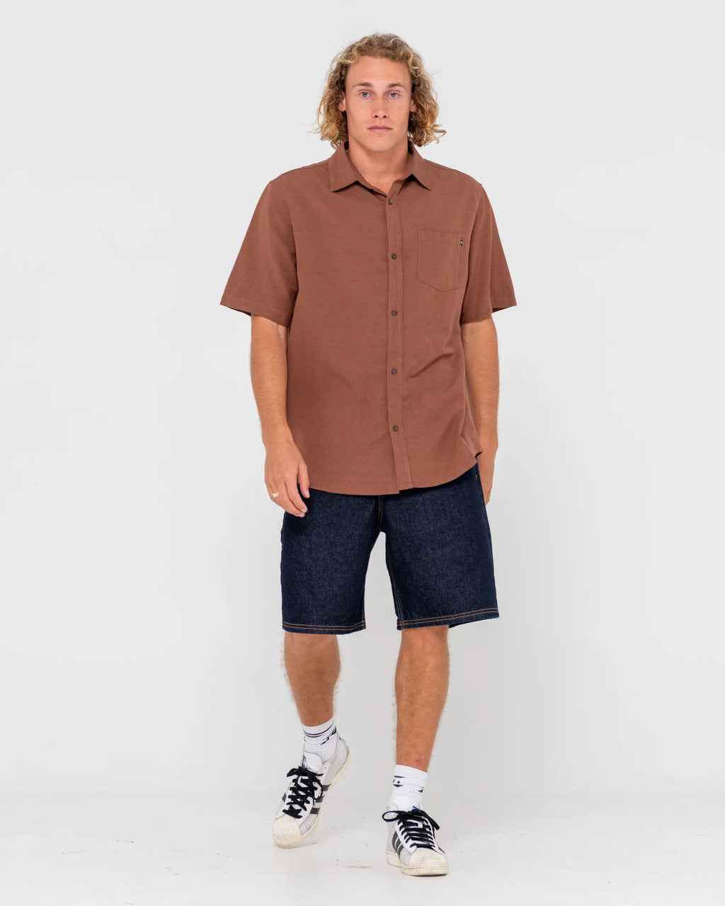 RUSTY Overtone Short Sleeve Linen Shirt