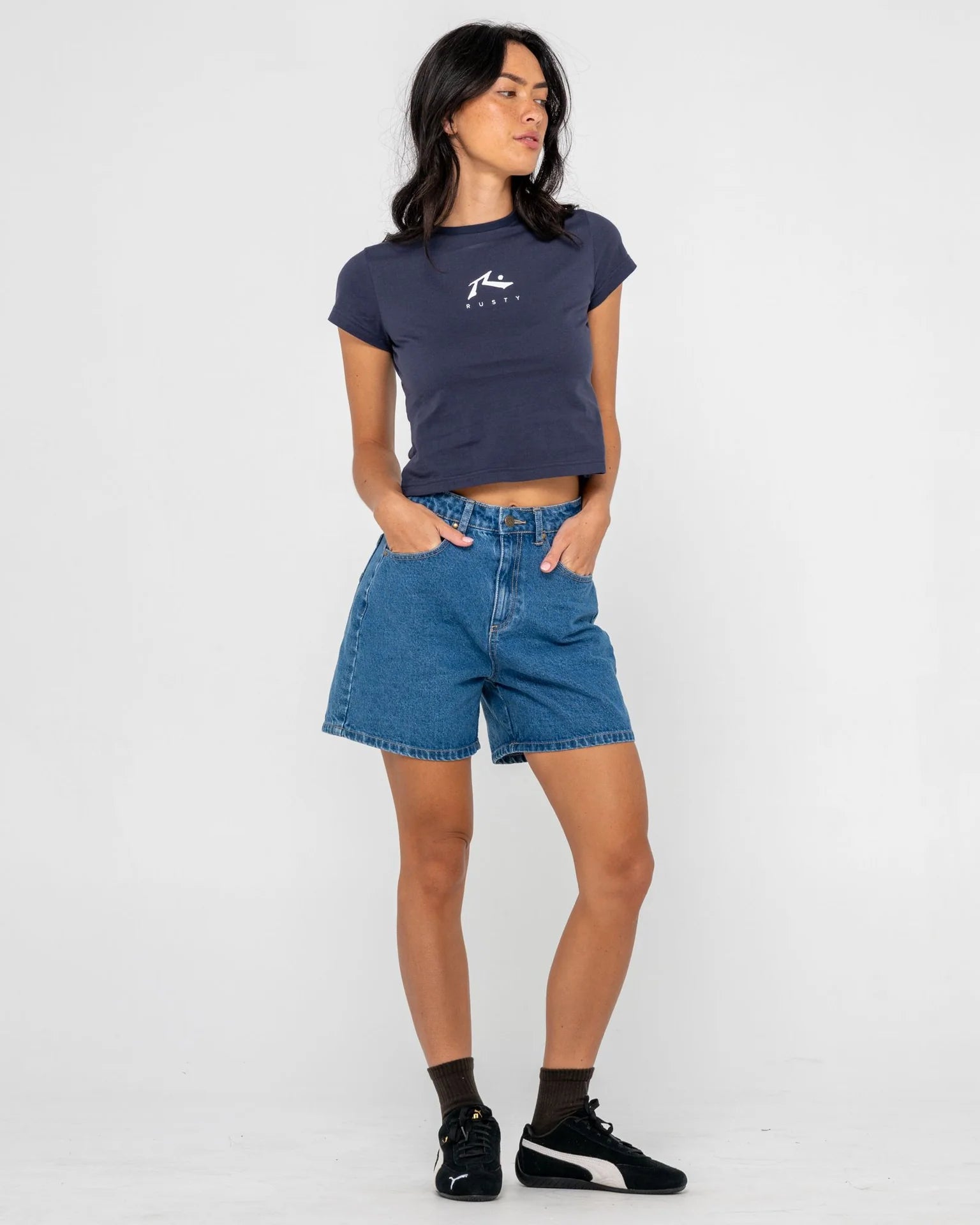 RUSTY Cyprus High Waisted Denim Short