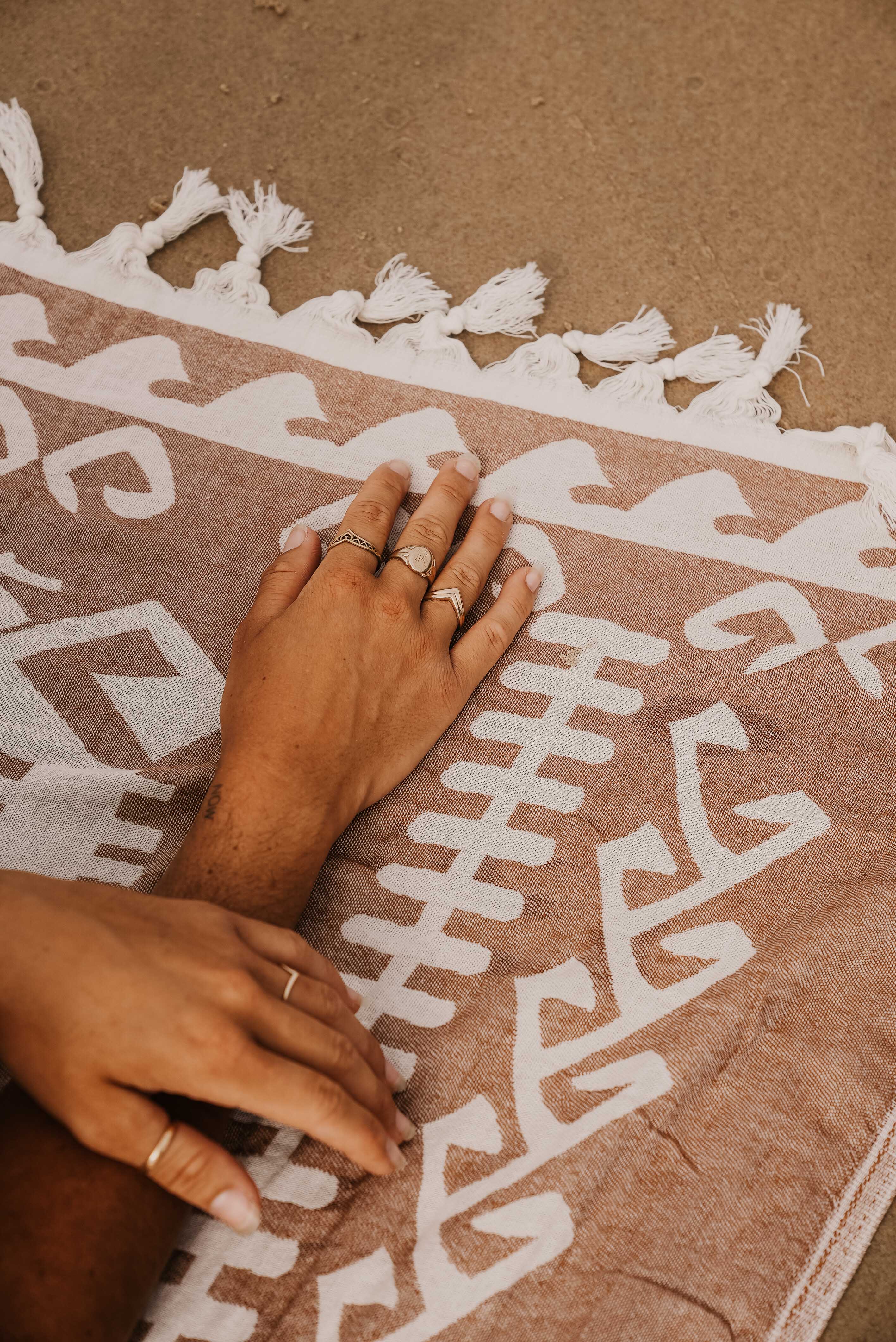 SALTY SHADOWS Brown Aztec Turkish Towel