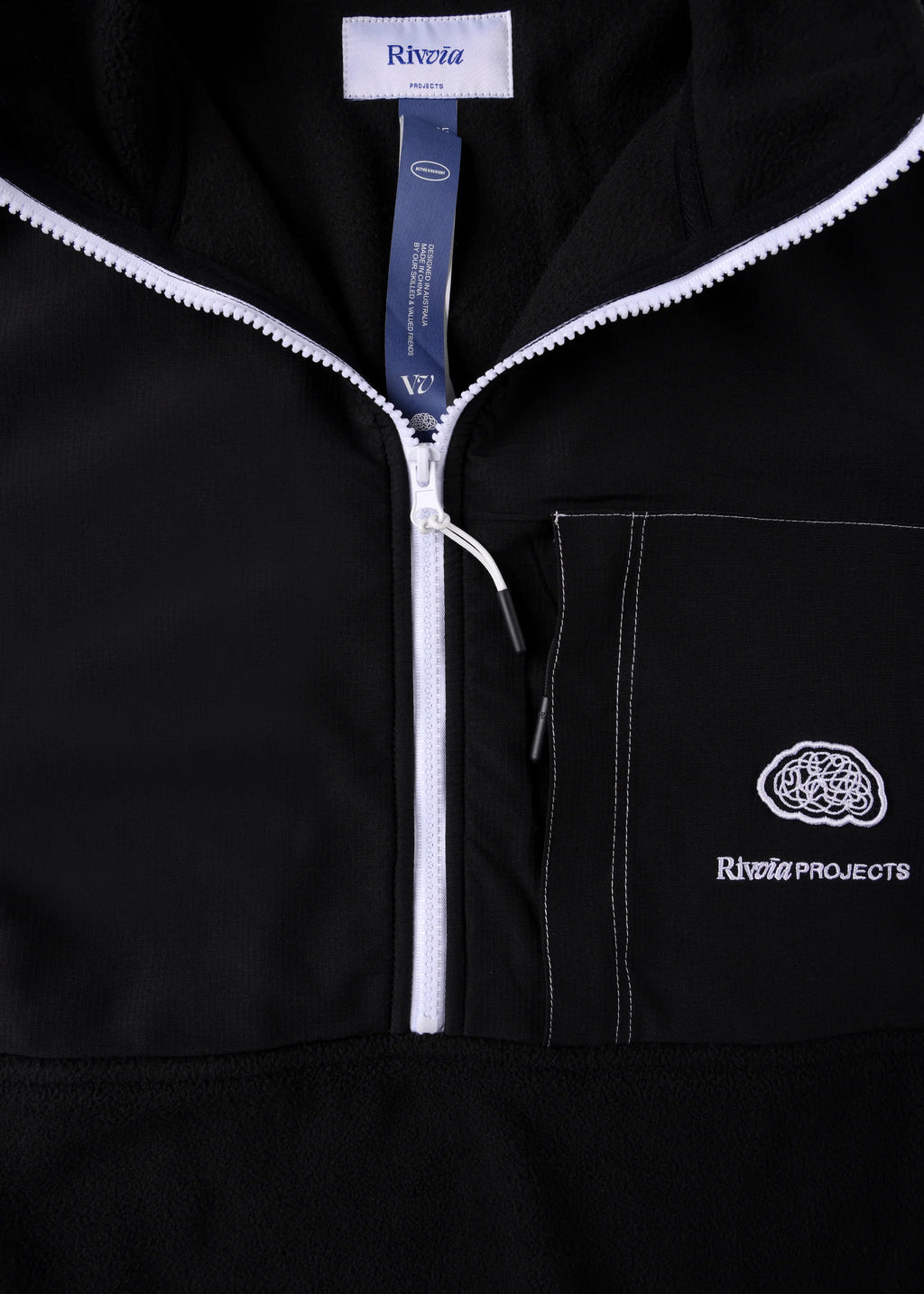 RIVVIA PROJECTS 1/2 ZIP POLAR FLEECE : BLACK BONE