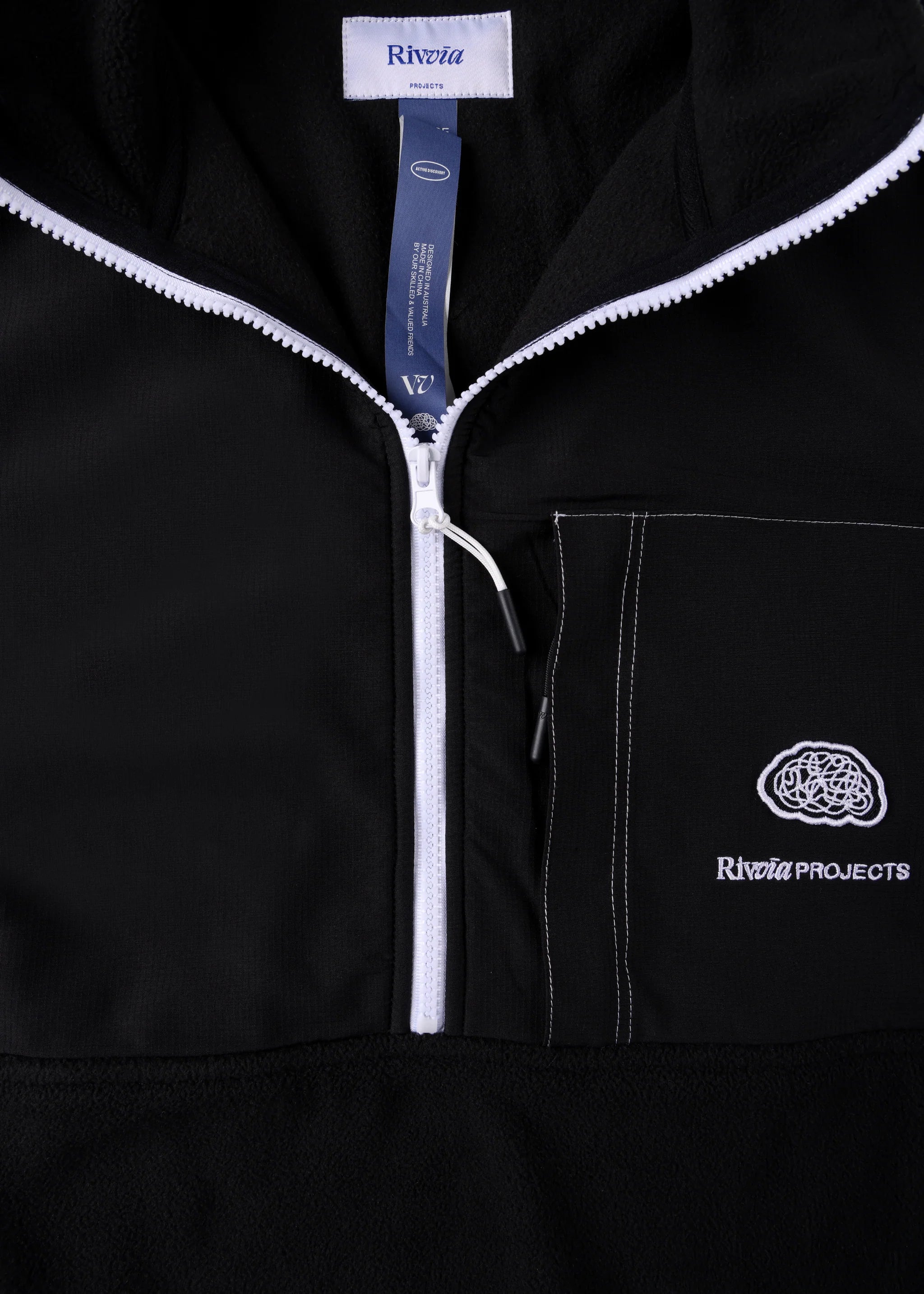 RIVVIA PROJECTS 1/2 ZIP POLAR FLEECE : BLACK BONE