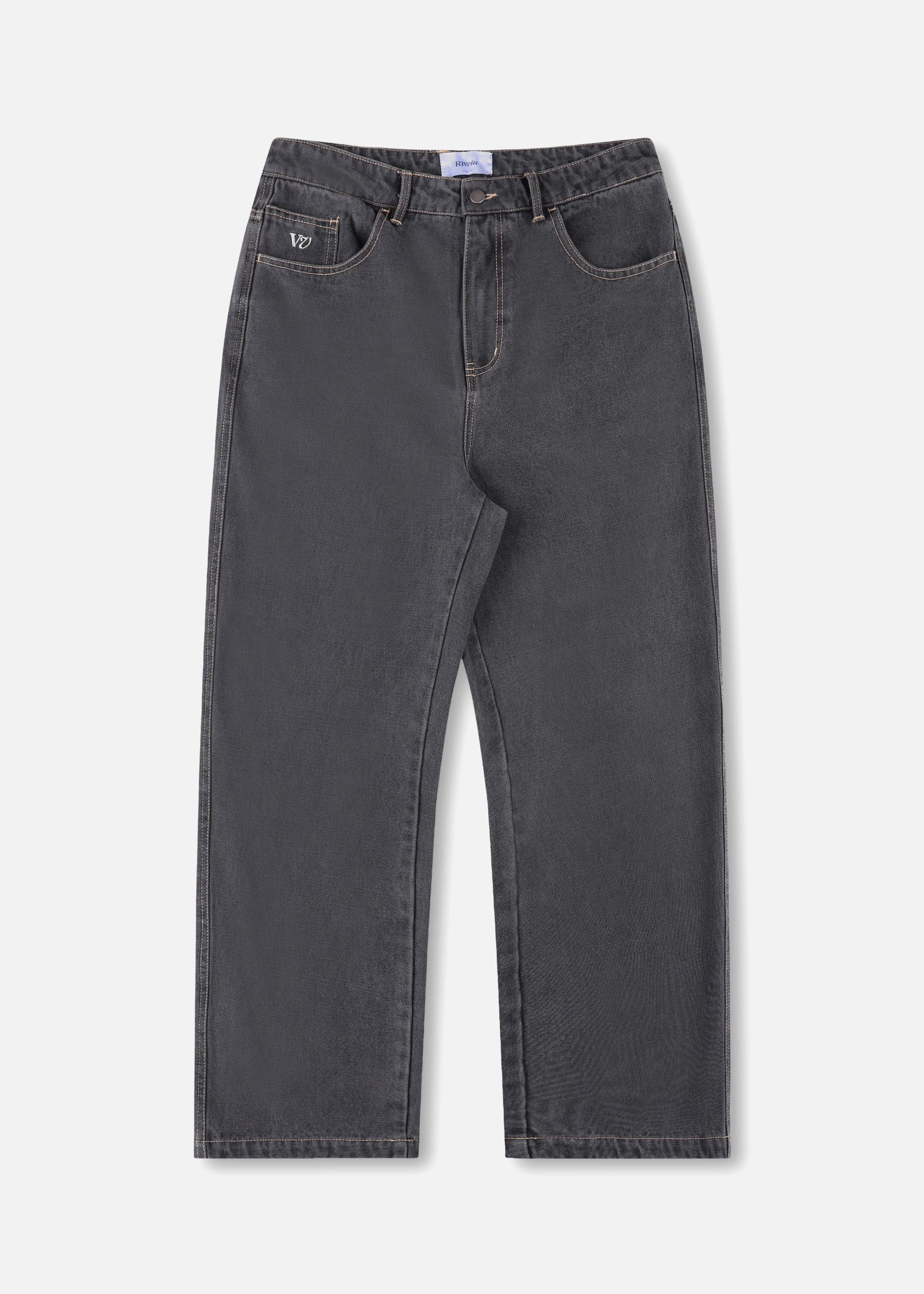 RIVVIA VV DENIM PANT - WORN BLACK