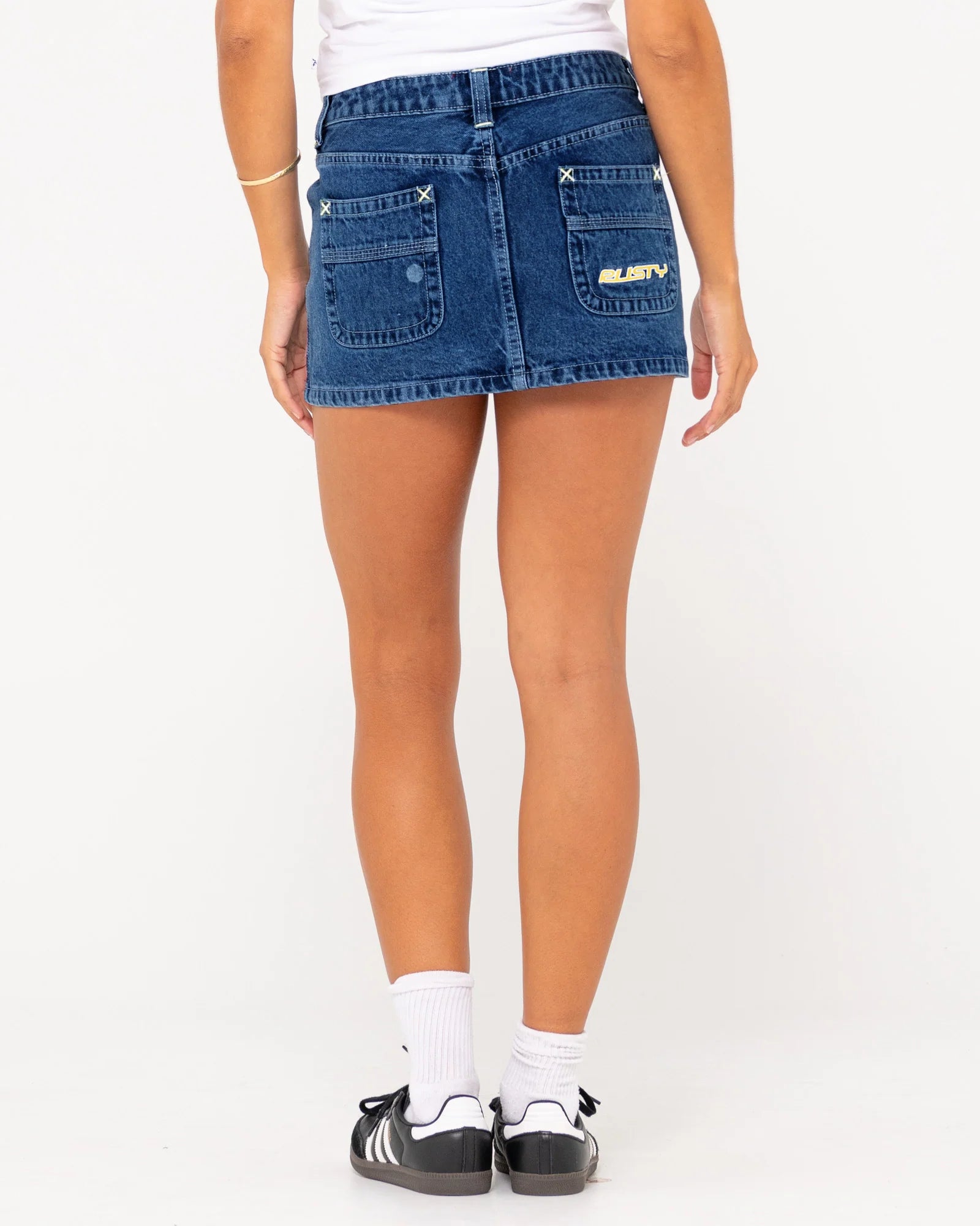 RUSTY Flip Mommy Low Rise Mini Denim Skirt