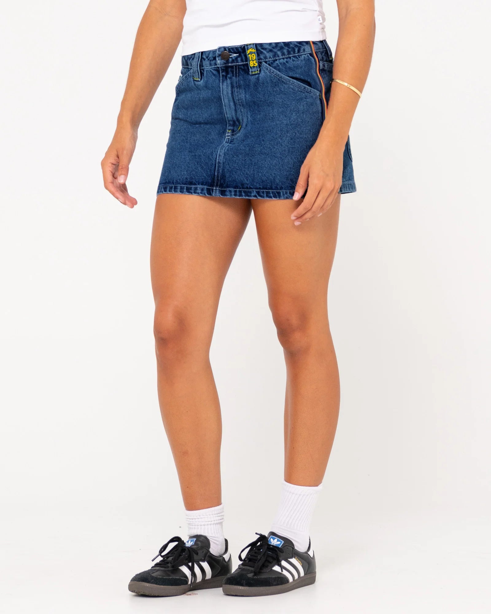 RUSTY Flip Mommy Low Rise Mini Denim Skirt