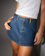 RUSTY Flip Mommy Low Rise Mini Denim Skirt