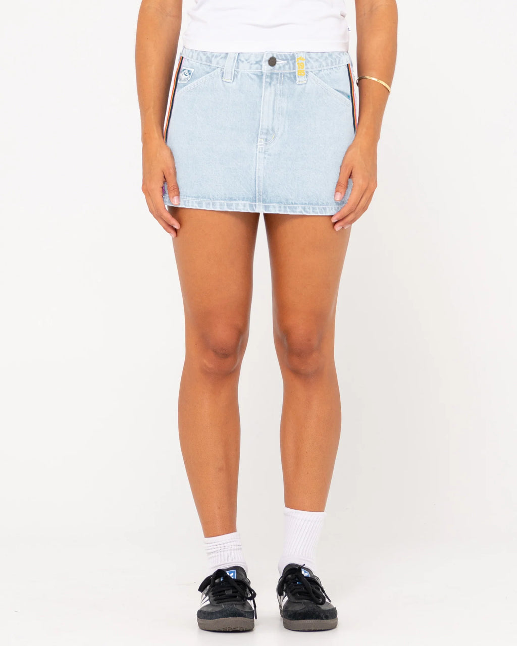 RUSTY Flip Mommy Low Rise Mini Denim Skirt