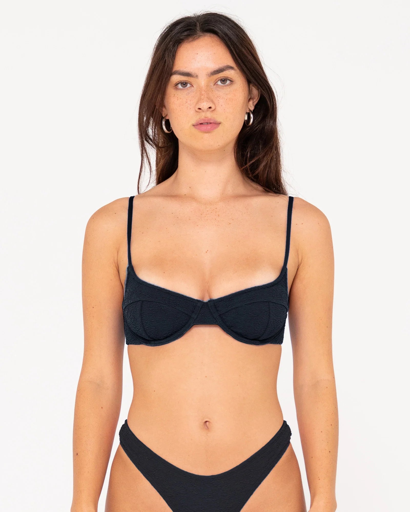 RUSTY Sandalwood Textured Balconette Bikini Top
