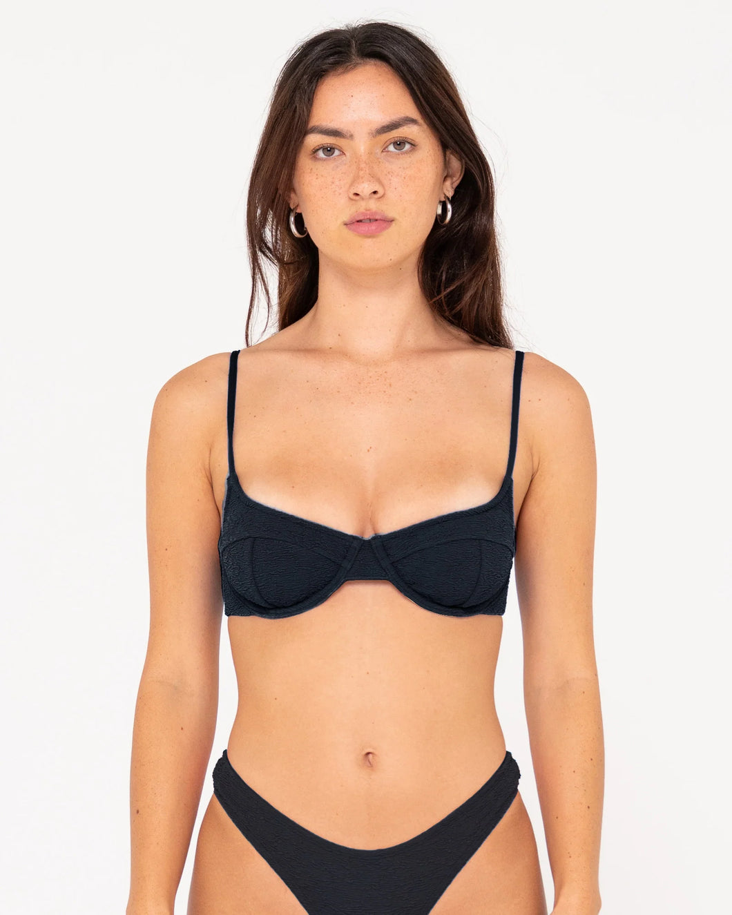 RUSTY Sandalwood Textured Balconette Bikini Top