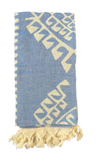 Load image into Gallery viewer, SALTY SHADOWS - Blue Aztec Turkish Towel
