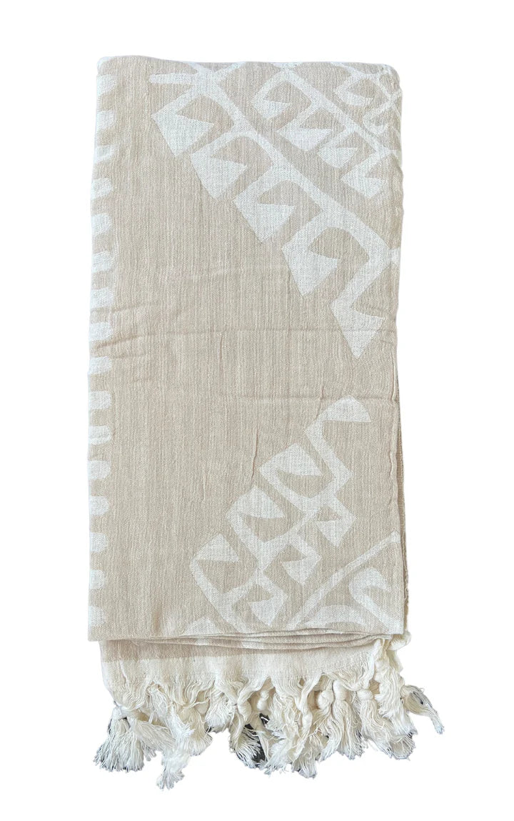 SALTY SHADOWS Beige Aztec Turkish Towel
