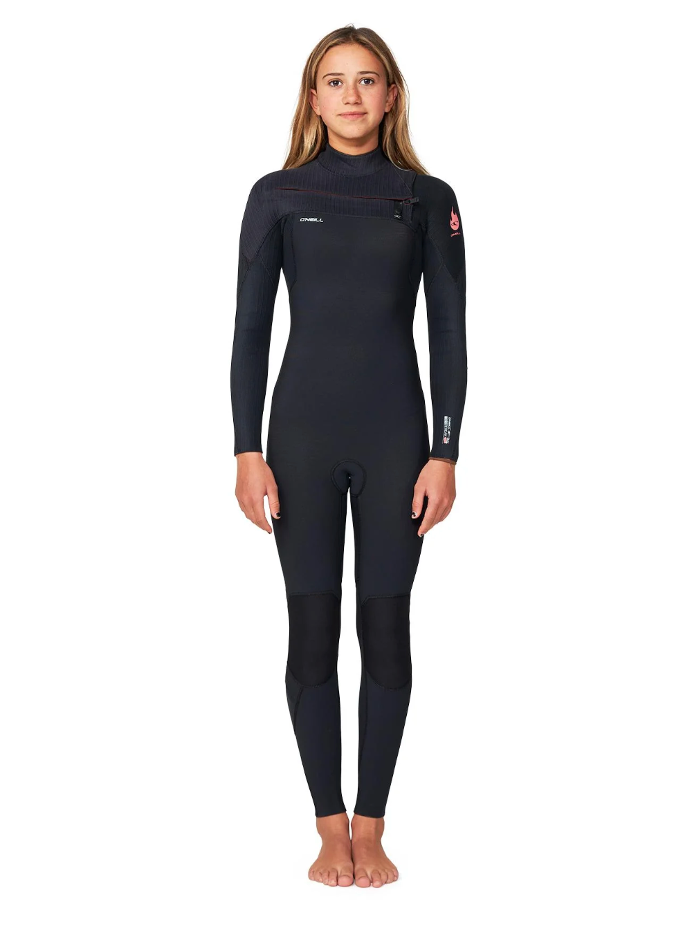 O'NEILL - Girl's HyperFire 3/2mm Steamer Chest Zip Wetsuit - Black