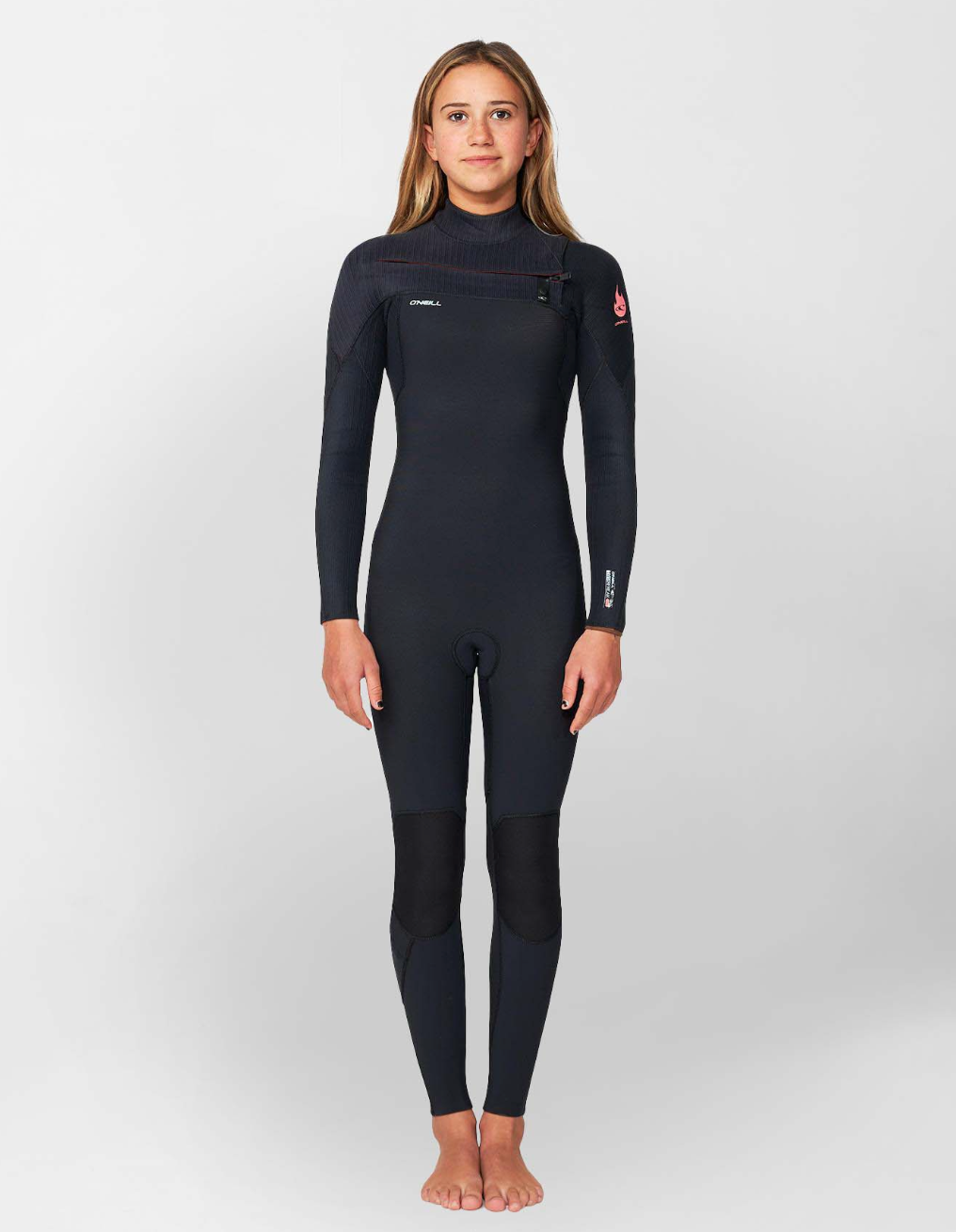 O'NEILL - Girl's HyperFire 3/2mm Steamer Chest Zip Wetsuit - Black