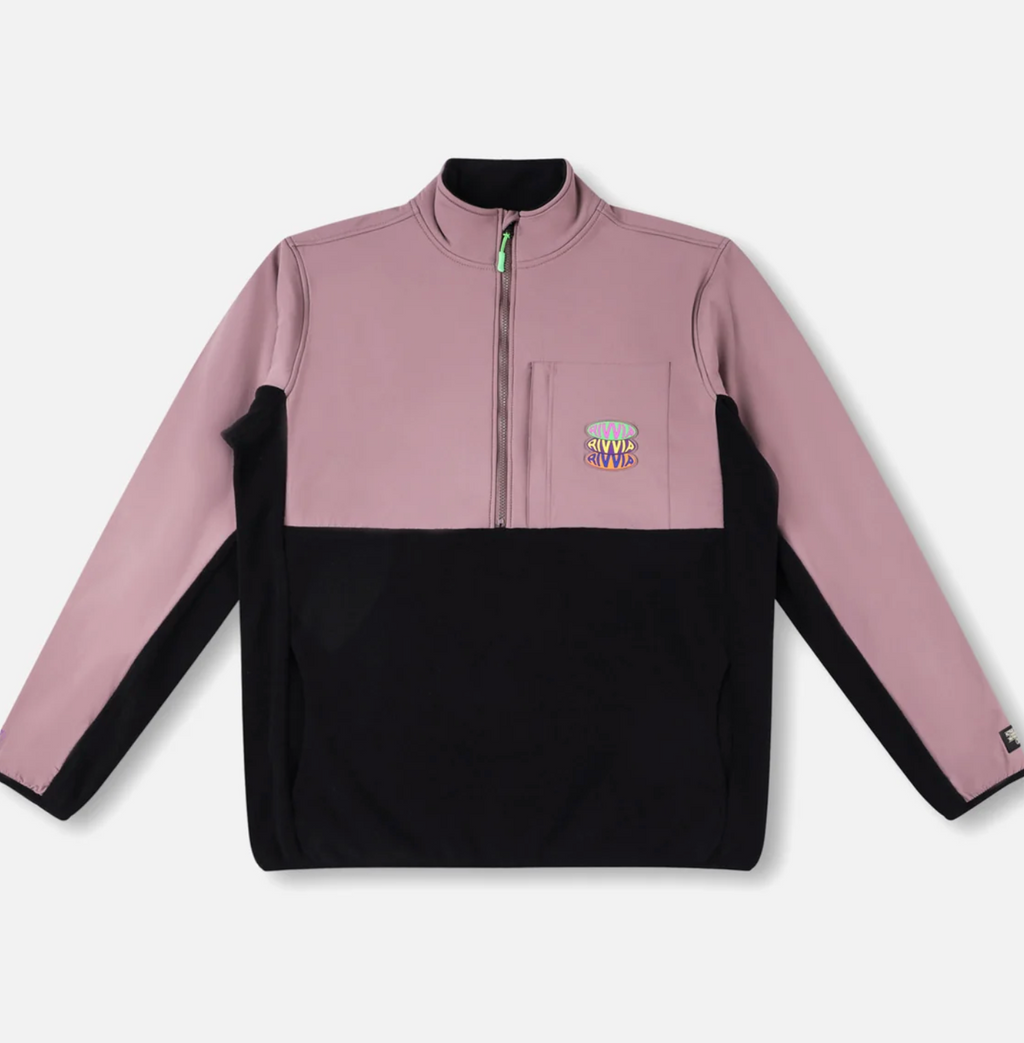 RIVVIA POP REPEAT 1/2 ZIP POLAR FLEECE : BLACK PALE PLUM