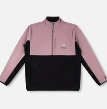 Load image into Gallery viewer, RIVVIA POP REPEAT 1/2 ZIP POLAR FLEECE : BLACK PALE PLUM

