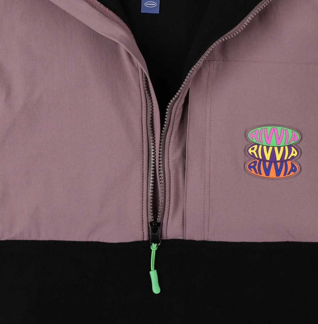 RIVVIA POP REPEAT 1/2 ZIP POLAR FLEECE : BLACK PALE PLUM