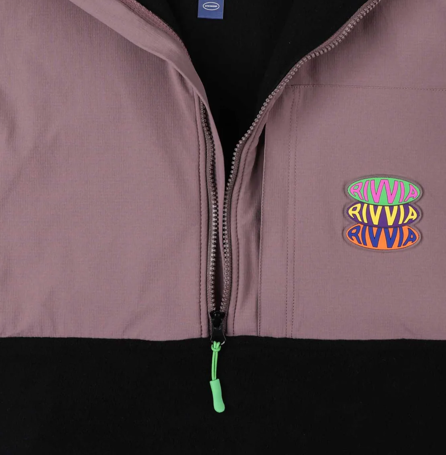 RIVVIA POP REPEAT 1/2 ZIP POLAR FLEECE : BLACK PALE PLUM