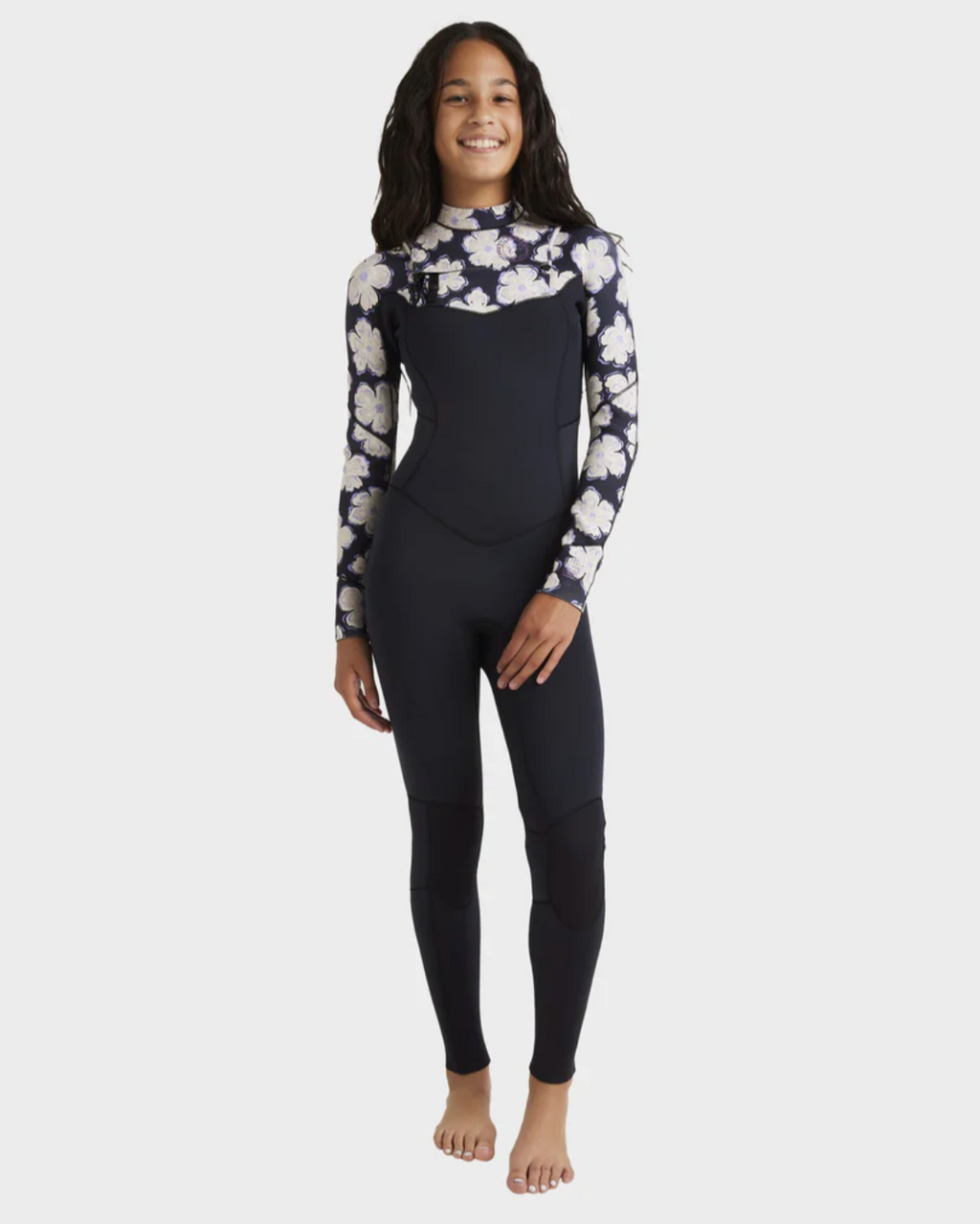 BILLABONG GIRLS 8-14 3/2MM SALTY DAYZ NATURAL CHEST ZIP STEAMER WETSUIT
