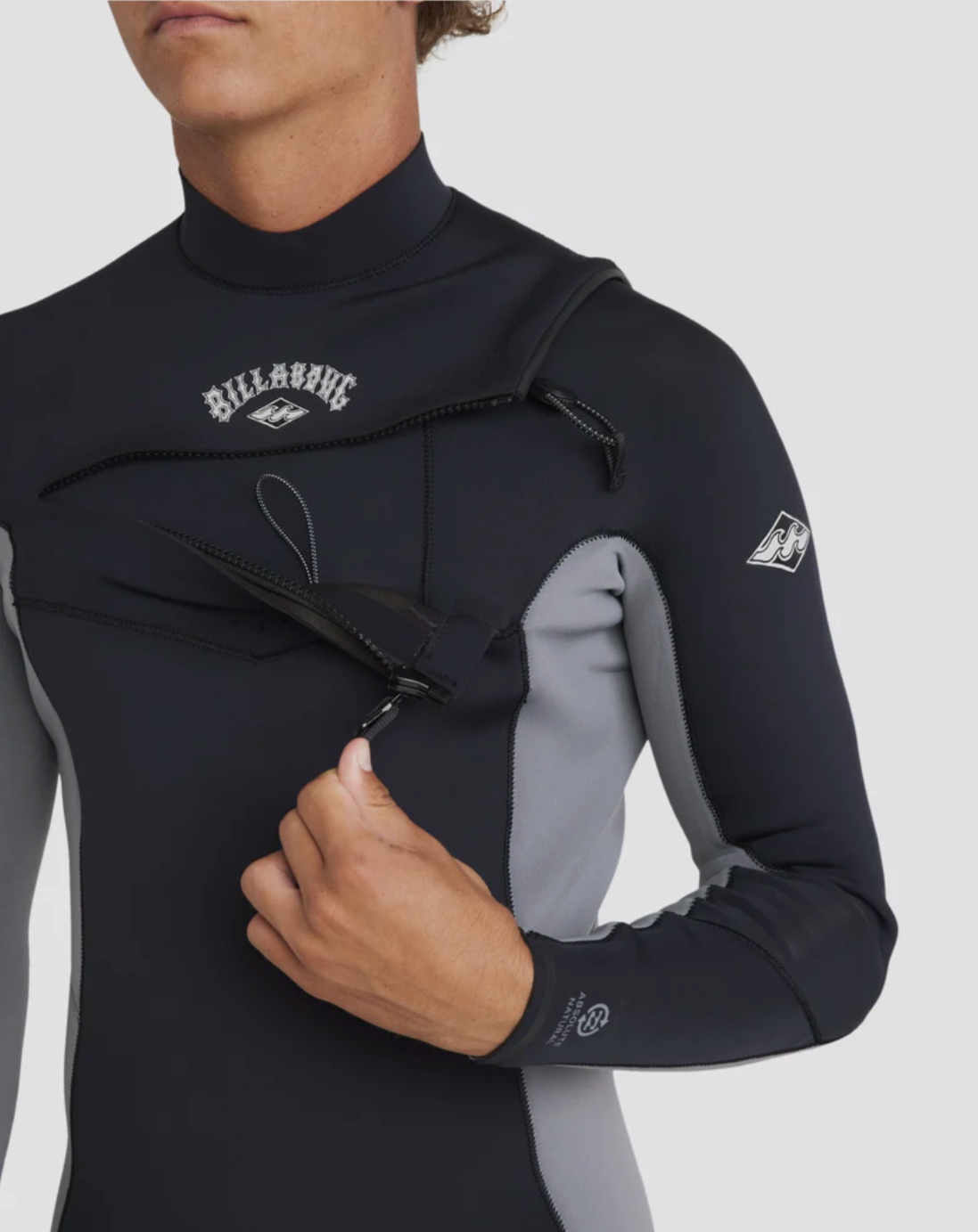 BILLABONG Mens 3/2mm Absolute Natural Chest Zip Steamer Wetsuit