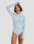 ROXY Womens Flowers Wave Long Sleeve Onesie Rash Vest