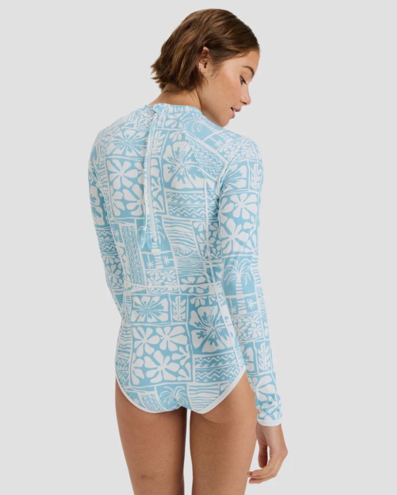ROXY Womens Flowers Wave Long Sleeve Onesie Rash Vest