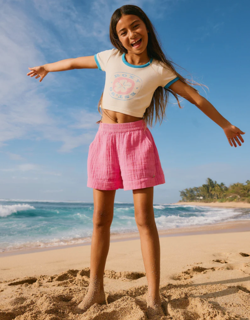 ROXY Girls 8-16 Milky Shell Elastic Waist Shorts